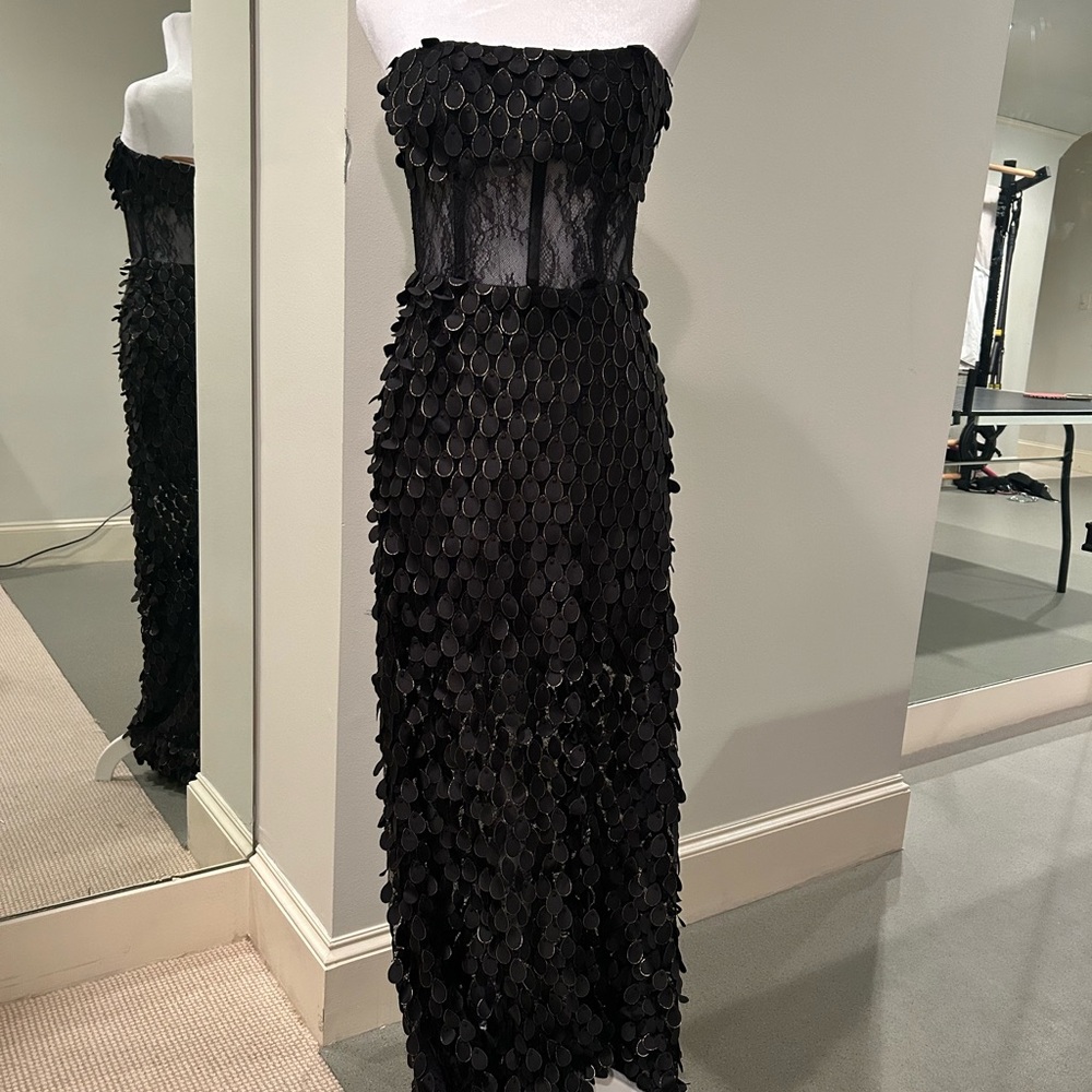 Manning Cartell Black Strapless Cocktail Gown